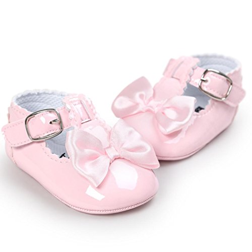 Fossen Bebe Niñas Zapatos de Vestir Recién Nacido Primeros Pasos de Suela Blanda con Bowknot Princesa Estilo (0-6 Meses, Rosa)