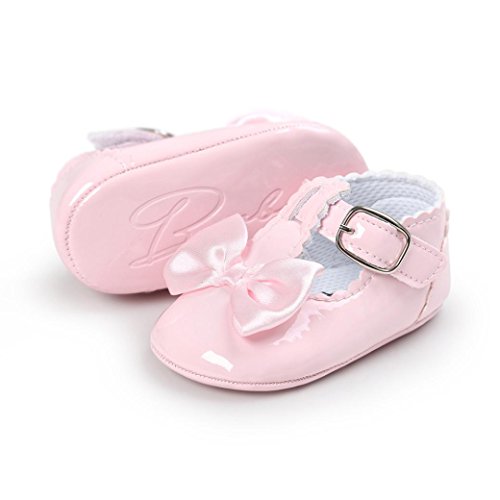 Fossen Bebe Niñas Zapatos de Vestir Recién Nacido Primeros Pasos de Suela Blanda con Bowknot Princesa Estilo (0-6 Meses, Rosa)