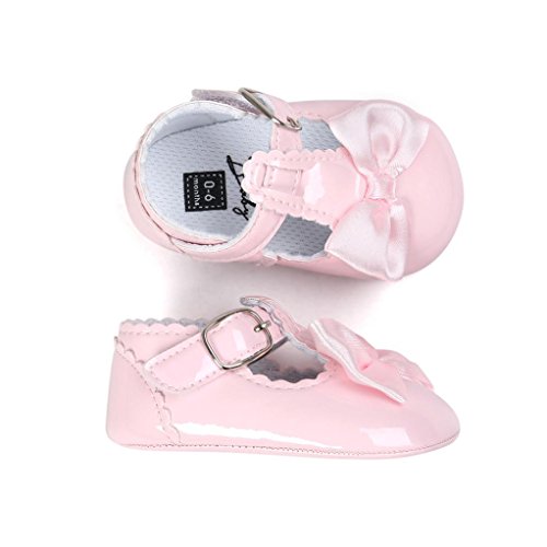 Fossen Bebe Niñas Zapatos de Vestir Recién Nacido Primeros Pasos de Suela Blanda con Bowknot Princesa Estilo (0-6 Meses, Rosa)