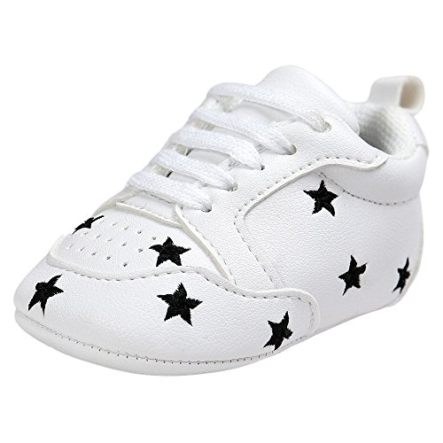 Fossen Recién nacido Bebe Zapatos Cuero artificial Zapatillas con Bordado Pentagram Suela Blanda Antideslizante Primeros pasos Para Bebé Niñas Niño (12-18 meses, Negro)