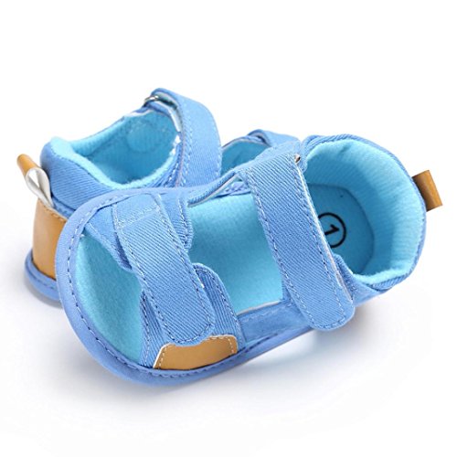 Fossen Verano Niño Bebe Sandalias Suela Blanda Zapatos de Lona (0-6 Meses, Azul Claro)