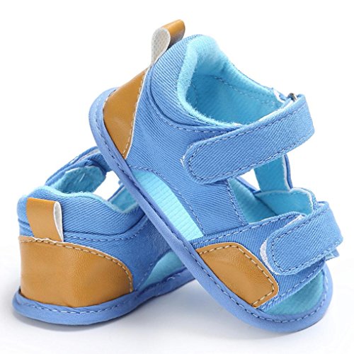 Fossen Verano Niño Bebe Sandalias Suela Blanda Zapatos de Lona (0-6 Meses, Azul Claro)