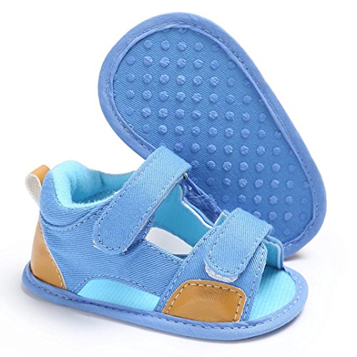 Fossen Verano Niño Bebe Sandalias Suela Blanda Zapatos de Lona (0-6 Meses, Azul Claro)