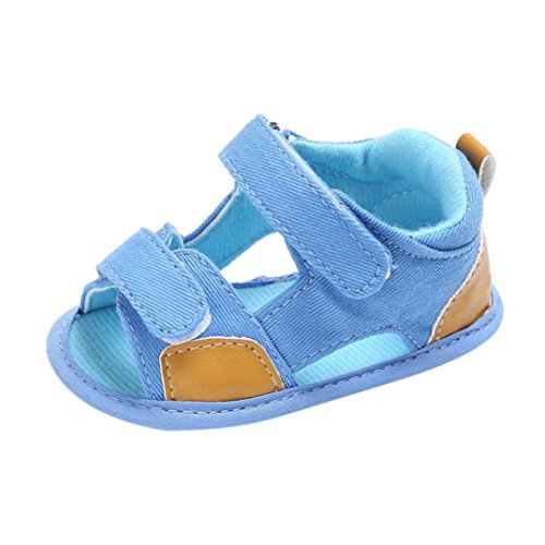 Fossen Verano Niño Bebe Sandalias Suela Blanda Zapatos de Lona (0-6 Meses, Azul Claro)