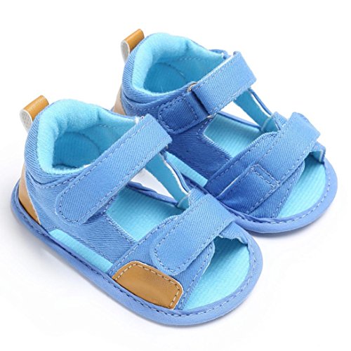 Fossen Verano Niño Bebe Sandalias Suela Blanda Zapatos de Lona (0-6 Meses, Azul Claro)