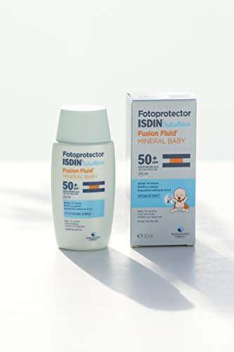 Fotoprotector ISDIN Pediatrics Fusion Fluid Mineral Baby SPF 50+ | Protector Solar para bebés +0 meses | Filtros 100% físicos | Apto para todo tipo de pieles | 50ml