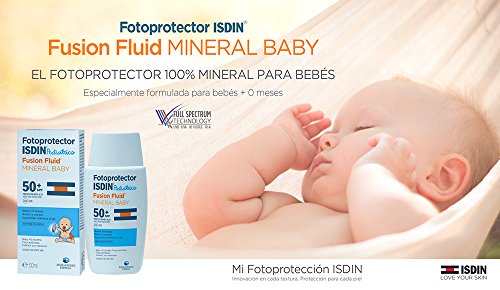 Fotoprotector ISDIN Pediatrics Fusion Fluid Mineral Baby SPF 50+ | Protector Solar para bebés +0 meses | Filtros 100% físicos | Apto para todo tipo de pieles | 50ml