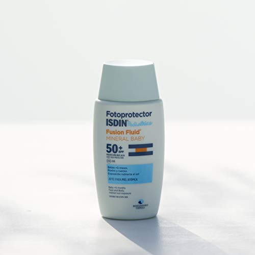 Fotoprotector ISDIN Pediatrics Fusion Fluid Mineral Baby SPF 50+ | Protector Solar para bebés +0 meses | Filtros 100% físicos | Apto para todo tipo de pieles | 50ml