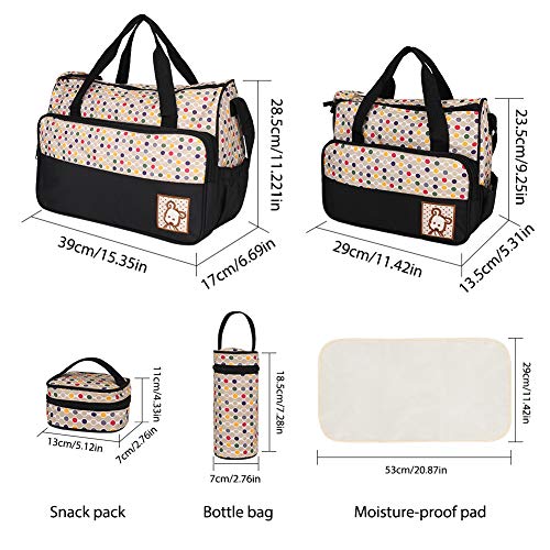 FREESOO Set 5 kits Bolsa de Mama Para Bebe Biberon Bolso Cambiador de Pañales Bolsillo Maternal Bebé para Carro Carrito Biberón Colchoneta Comida Pañal con Gran Capacidad