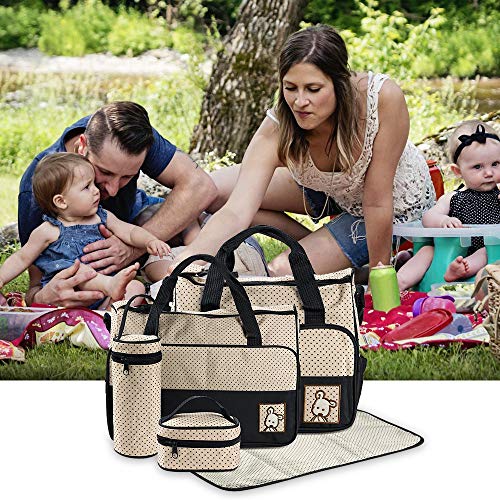 FREESOO Set 5 kits Bolsa de Mama Para Bebe Biberon Bolso Cambiador de Pañales Bolsillo Maternal Bebé para Carro Carrito Biberón Colchoneta Comida Pañal con Gran Capacidad