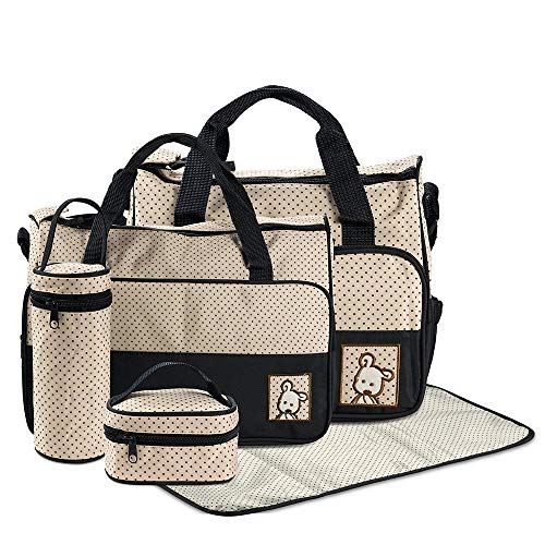 FREESOO Set 5 kits Bolsa de Mama Para Bebe Biberon Bolso Cambiador de Pañales Bolsillo Maternal Bebé para Carro Carrito Biberón Colchoneta Comida Pañal con Gran Capacidad