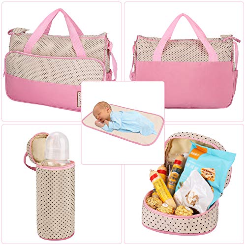 FREESOO Set 5 kits Bolsa de Mama Para Bebe Biberon Bolso Cambiador de Pañales Bolsillo Maternal Bebé para Carro Carrito Biberón Colchoneta Comida Pañal con Gran Capacidad