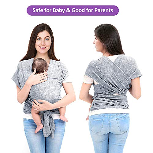 Fular Portabebés Elástico Portador de Bebé Gris Algodón Baby Wrap Carrier Sling Porta Bebé Ergonomico Unisex