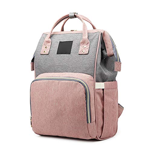 Función del pañal del bebé Bolsa Impermeable Multi Maternidad de enfermería de pañales de bebé Mochila portátil de Mano Grande Capacidad Mochila Casual para Rosa al Aire Libre con Gray