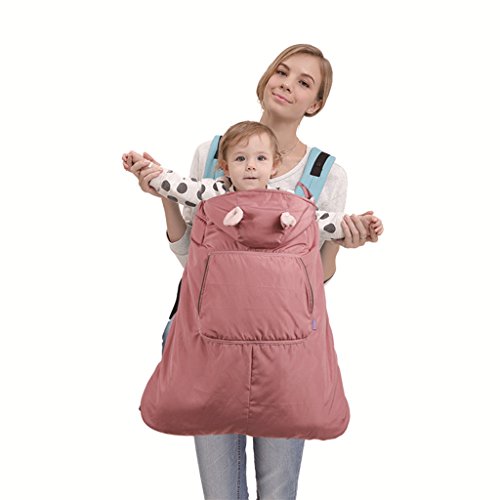 Funda para mochila portabebé A prueba de viento Impermeable Encapuchado Invierno cubierta del portabebés,Rosa oscuro