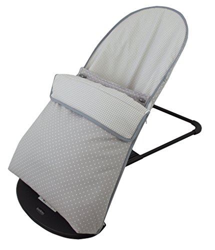 Funda y saco para hamaca babybjörn balance soft (sustituye tapicería original). Topitos/vichy gris