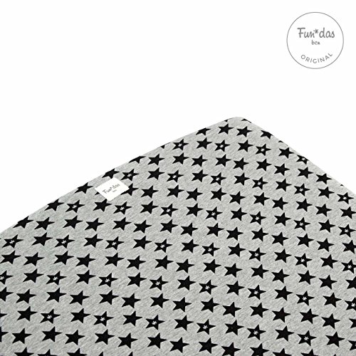 Fundas Bcn ® - F11/9399 - Funda Cambiador Bebe 70x50 Centímetros - De Algodón – Suave, Elástica Y Adaptable - Color FUN BLACK STAR