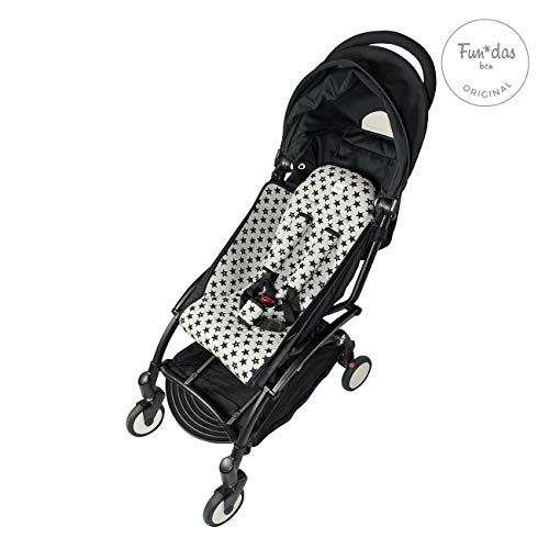 Fundas BCN® F191/9399 - Colchoneta para BabyZen Yoyo + Cubre Arneses - Estampado Fun Black Star