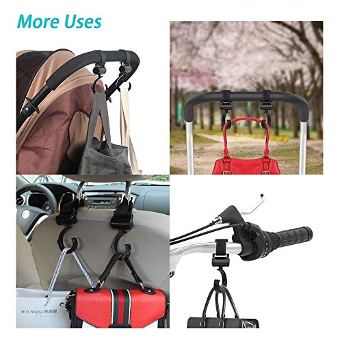 Funmo - Ganchos Carrito Bebé,Cochecito Engancha Tus, Bolsas de la Compra Bolso o Cambiador en el Manillar de la Sillita Cochecito o Silla de Ruedas Ajuste Universal ((Plastic)-3pcs)