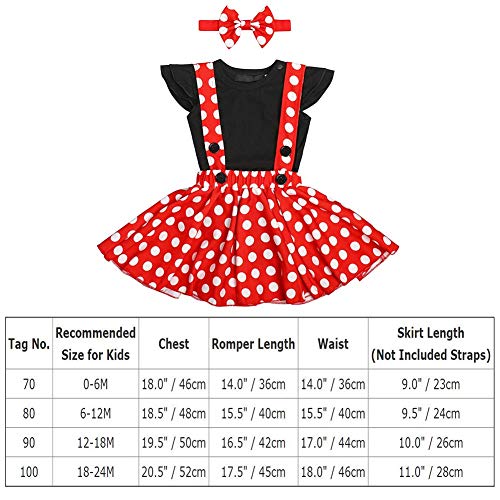 FYMNSI Bebé Niña Vestido de Lunares Primera Fiesta de Cumpleaños Ropa Body de Mameluco de Manga Corta de Algodón Falda de Tirantes Diadema de Bowknot Set para Navidad Carnaval Halloween Negro 6-12M