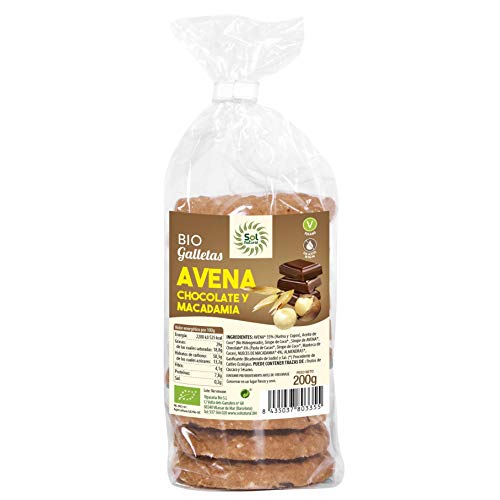 Galletas de avena con chocolate y macadamia Sol Natural 200 g