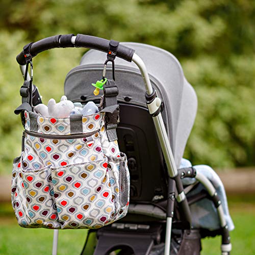 Ganchos Carrito Bebé, Baby Uma - Engancha tus bolsas de la compra, bolso o cambiador en el manillar de la Sillita, Cochecito o Silla de Ruedas. Pack de 2. Ajuste Universal