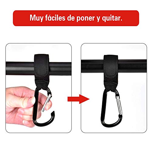 Ganchos Carrito Bebé,Ganchos Multiusos,2pcs Ganchos para Cochecito,Engancha las Bolsas de la Compra,Mochilla,Bolso o cambiador en el manillar,Ajuste Universal para Cochecito o Silla de Ruedas