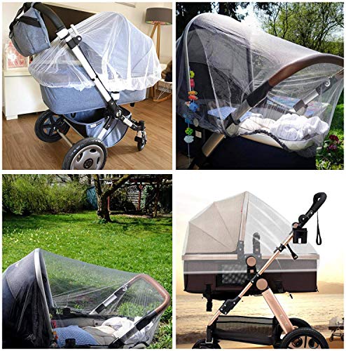 GeekerChip Mosquitera de Carro Bebe Universal,Mosquitera/Red Antiinsectos para Capazo Carro, Silla de Paseo y Cuna de Viaje-Blanco