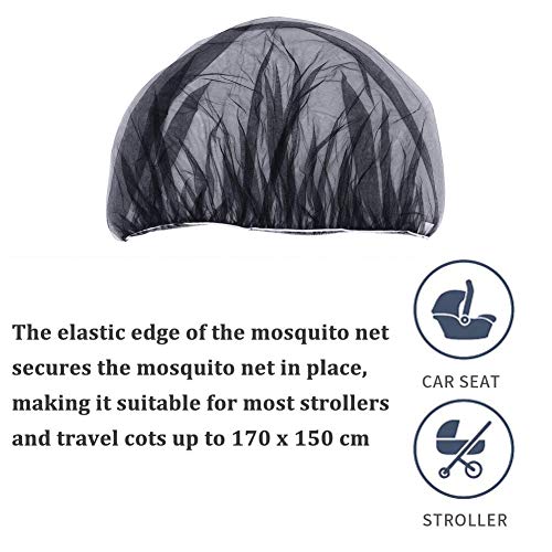 GeekerChip Mosquitera de Carro Bebe Universal,Mosquitera/Red Antiinsectos para Capazo Carro, Silla de Paseo y Cuna de Viaje-Negro