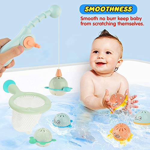 GizmoVine Juguete de Baño, Pescar Flotante Squirts Toy y Cucharada de Agua con Bolsa Organizadora, Juguetes de Pesca Baño Piscina para niños Niñito Bebé Muchachos Chicas