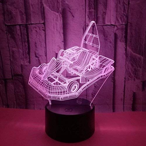 Go kart coche deslizante Luz de la noche, cable USB y 7 colores de la decoración for la habitación de los niños mesa de noche del bebé de los niños de Navidad fiesta de cumpleaños regalos 3D