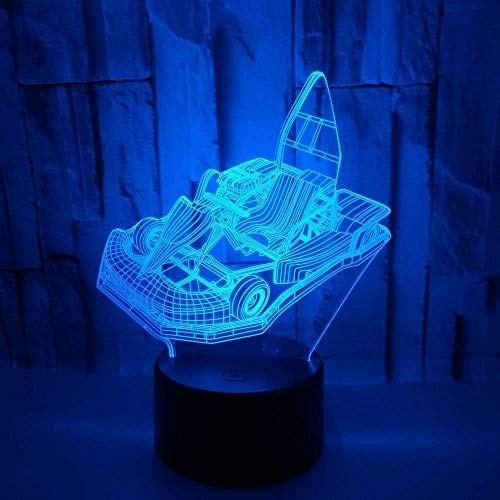 Go kart coche deslizante Luz de la noche, cable USB y 7 colores de la decoración for la habitación de los niños mesa de noche del bebé de los niños de Navidad fiesta de cumpleaños regalos 3D