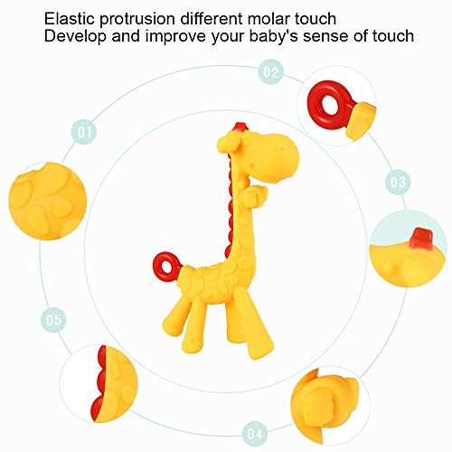 GOLDGE Mordedor para bebé, Mordedor de Fruta para la dentición para bebés,sin BPA Natural Organic Freezer Safe Silicone Teethers-Naranja * 1 + Plátano Blanco * 1 + Jirafa amarilla * 1