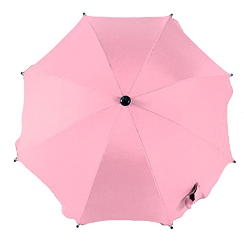 Gosear Sombrilla Silla Paseo Universal, Cochecito Paraguas sombrilla Parasol para Sillita de bebé protección UV, 360 Grados de dirección Ajustable (Rosado)