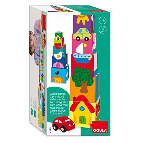 Goula- Pile-Up Car Puzzle Cubos apilables Coche, Multicolor, 12m+ (Diset 55202)