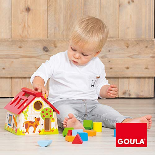 Goula- Shape Sorter Farm Granja con Formas geométricas, Multicolor, 12m+ (Diset 55220)