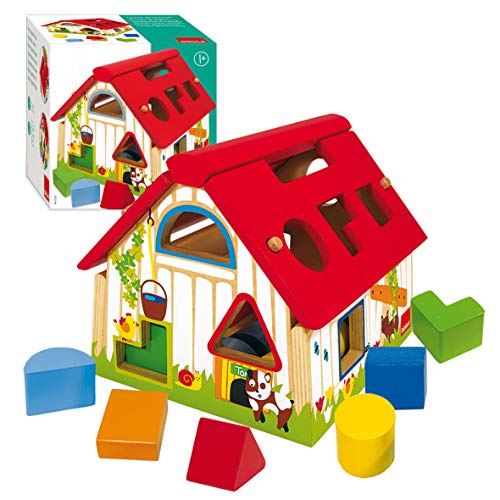 Goula- Shape Sorter Farm Granja con Formas geométricas, Multicolor, 12m+ (Diset 55220)