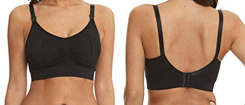 Greetuny 1X Premamá Manos Libres Sujetador sacaleches Lactancia Materna Bras Chaleco Elástica Breast Pump Bra (L, Negro)