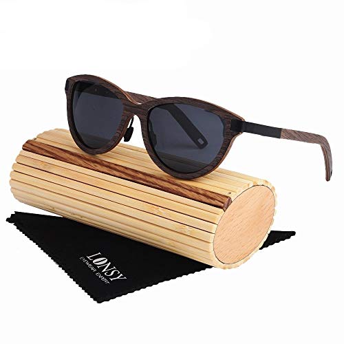 GSSTYJ Gafas de Sol Unisex, UV400 Polarizing Wood Gafas de Sol de Alta definición, como Regalos para Amigos y parientes Festivales y Viajes, Deportes y Actividades al Aire Libre (Color : Negro)