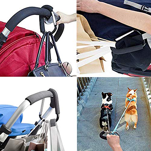 GTIWUNG 2 piezas Gancho de Carro de Bebé, Fuerte Buggy Mosquetones Universales Momia Clip, Ganchos Carrito Bebé, Multi-propósito Pesado D-Ring Clip para Colgar Pañales, Bolsas de Compras