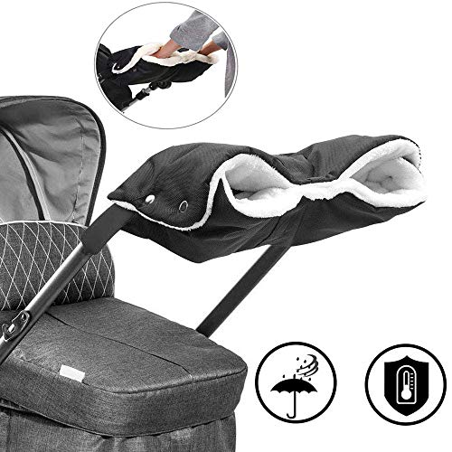 Guantes Silla de Paseo,manoplas para carro bebe,Impermeable a Prueba de Viento Para Extra Grueso Cálido Invierno Cochecito de Bebé Guante para Todos los Cochecitos-negro