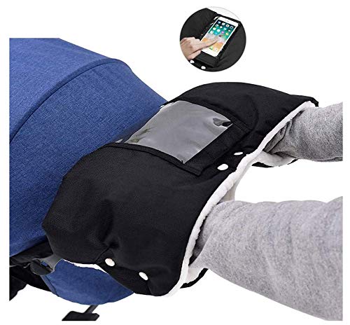 Guantes Silla de Paseo,manoplas para carro bebe,Impermeable a Prueba de Viento Para Extra Grueso Cálido Invierno Cochecito de Bebé Guante para Todos los Cochecitos-negro