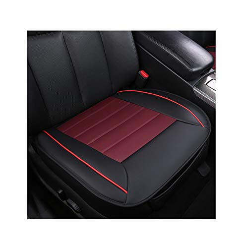 GUOCU Cojín de Asiento, protección del Asiento de Coche, cómodo y Transpirable Estaciones Generales PU Cuero Bambú carbón de leña Coche Interior_Negro Rojo_Asiento Delantero