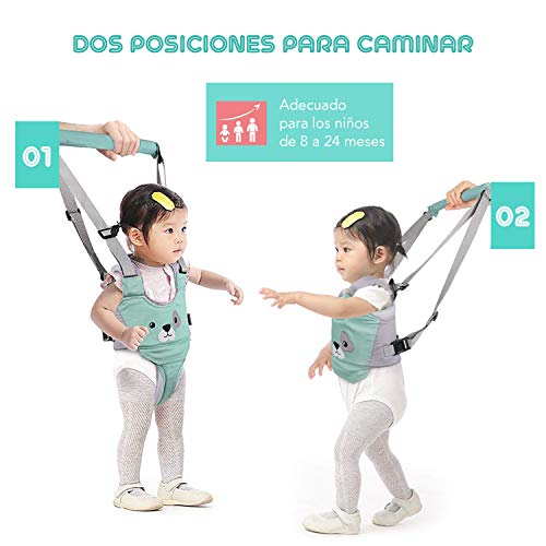 GVOO Arnés Bebe para Caminar,Arneses Tirantes Niños,Andador Chaleco Ajustable para Aprender Andar con dos Cadenas para Chupetes