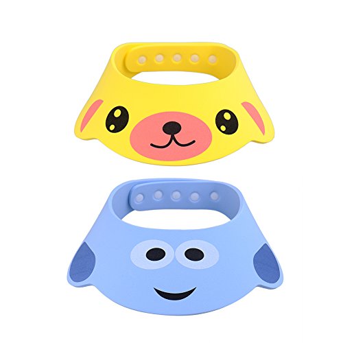 GZQES 2 pcs Gorro de Ducha para Bebés, Sombreros para Lavarse el Cabello para Bebe,Ajustable Gorro para Ducha del Baño (Estilo A)