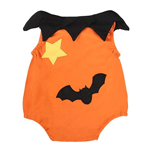 Halloween Disfraz Bebe Ropa Fossen Recién Nacido Niño Niña Calabaza Mono + Sombrero de Bruja 3PC/ Conjunto Otoño Invierno Ropa (12-18 Meses, 01)