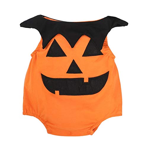 Halloween Disfraz Bebe Ropa Fossen Recién Nacido Niño Niña Calabaza Mono + Sombrero de Bruja 3PC/ Conjunto Otoño Invierno Ropa (12-18 Meses, 01)