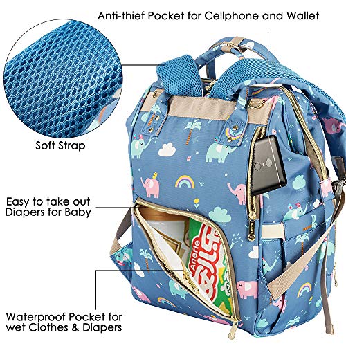 HALOViE Mochila para Pañales Mochila de Pañales y Biberones Bolsa de Pañales Para Bebés Bolso Maternal Cambiador Impermeable Gran Capacidad Bolso de Viaje Multifuncional Organizador Cochecito