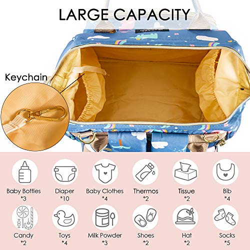 HALOViE Mochila para Pañales Mochila de Pañales y Biberones Bolsa de Pañales Para Bebés Bolso Maternal Cambiador Impermeable Gran Capacidad Bolso de Viaje Multifuncional Organizador Cochecito