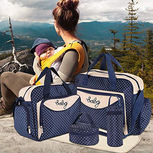 HALOViE Set 5 kits Bolsa de Mama para Bebe Biberon Cambiador de Pañales Bolsa Hospital Maternidad Bolso Bebé para Viaje Carro Carrito Biberón Colchoneta Comida Pañal con Gran Capacidad Viaje